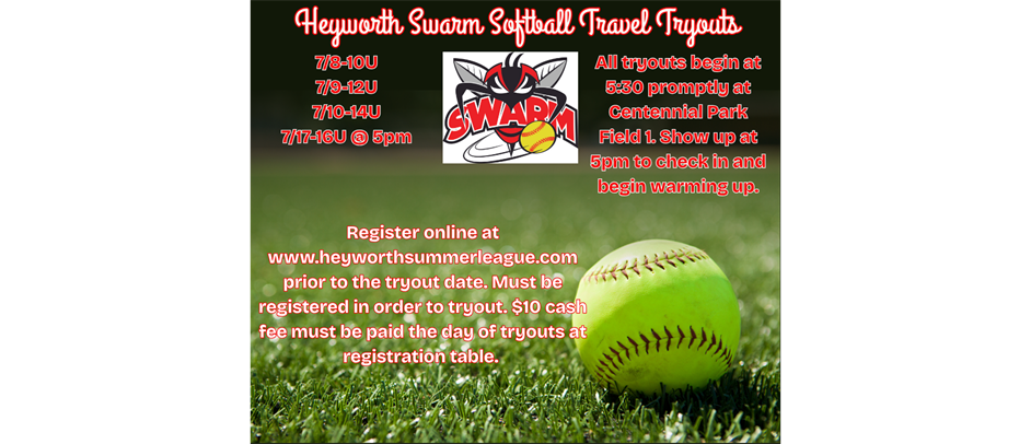 2026 swarm softball tryouts